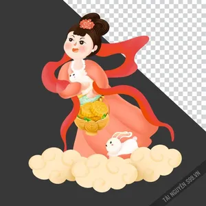 File PNG Chị Hằng hoạt hình dịp Trung Thu nền trong suốt