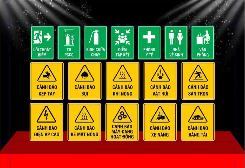 Bộ mẫu thiết kế biển báo an toàn lao động cảnh báo nguy hiểm File Corel