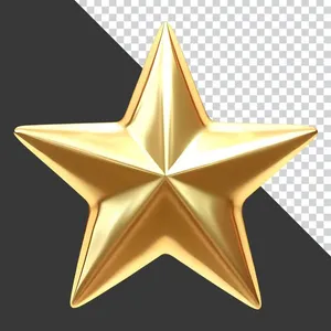 Ngôi Sao Vàng 3D Mềm Mại PNG 