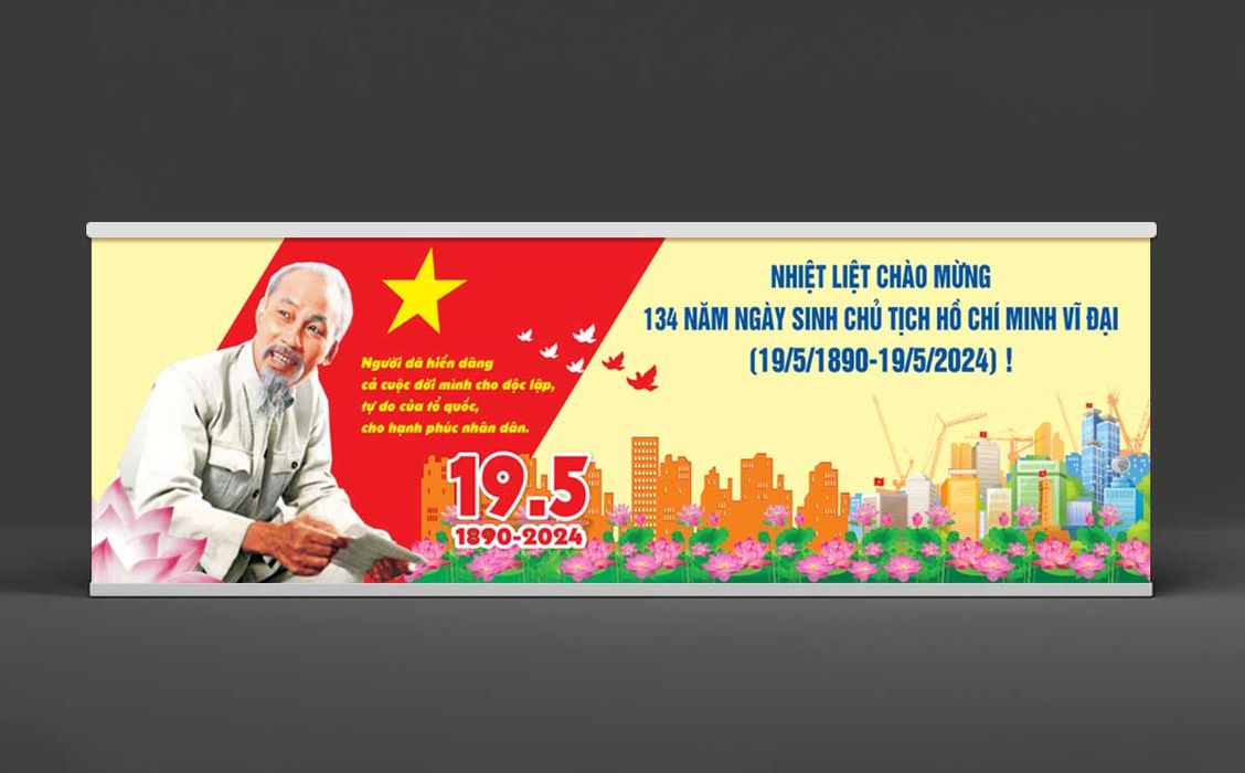 File thiết kế backdrop Cdr mừng ngày sinh nhật Bác Hồ - Mẫu số tt221