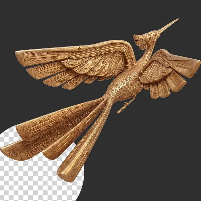 Hình ảnh chim lạc 3D PNG chất lượng cao màu vàng gold họa tiết hoa văn trống đồng Việt Nam - File số 4
