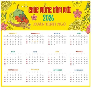 Lịch Năm Mới 2026 Xuân Bính Ngọ File Vector PNG
