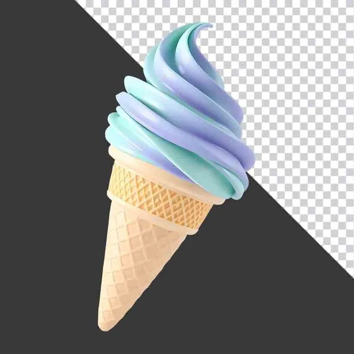 Kem Ốc Quế Xanh Tím Pastel - PNG Chất Lượng Cao cho Thiết Kế Đồ Họa