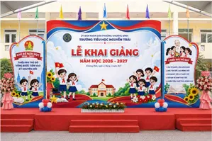 Mẫu thiết kế backdrop lễ khai giảng năm học 2026 2027 - File Corel