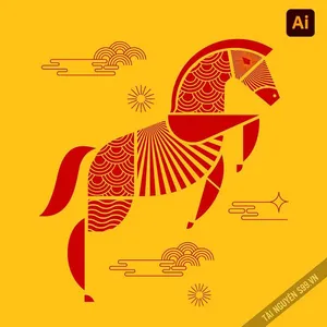 Ngựa cách điệu phong cách truyền thống – File Ai