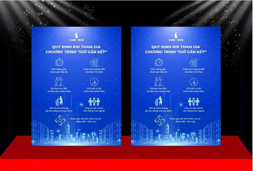 Mẫu thiết kế standee quy định tham gia chương trình giờ gắn kết Vincons File Corel