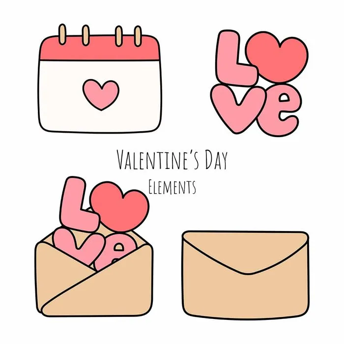 Vector Valentine’s Day Icon Love Phong Bì Lịch File EPS