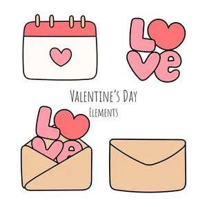 Vector Valentine’s Day Icon Love Phong Bì Lịch File EPS