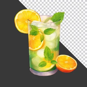 Ly Nước Giải Khát Bạc Hà Chanh PNG - Thiết Kế Đồ Họa Chất Lượng Cao