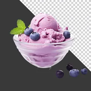 Bát Kem Blueberry Tươi Mát PNG Chất Lượng Cao cho Thiết Kế Đồ Họa
