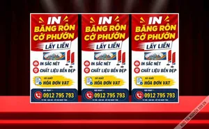 Mẫu thiết kế standee quảng cáo dịch vụ in băng rôn cờ phướn lấy liền File Corel