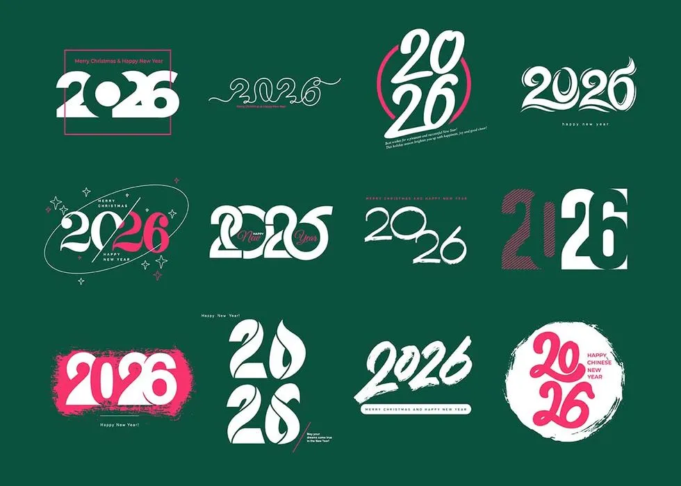 File EPS Bộ Sưu Tập 2026 Merry Christmas & Happy New Year Thiết Kế Sang Trọng
