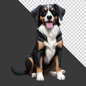 Chó Bernese Mountain Dog Ngồi - File PNG Chất Lượng Cao