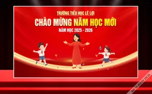 File Corel chào mừng năm học mới 2025–2026 trường tiểu học Lê Lợi tông đỏ nổi bật