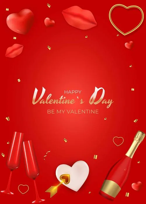 Thiết kế Valentine sang trọng ly rượu đỏ File EPS