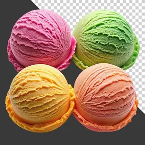 4 Viên Kem Nhiều Màu Sắc PNG Chất Lượng Cao