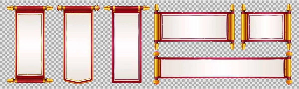 Vector Cuốn thư cổ trang Trung Quốc nền trong suốt