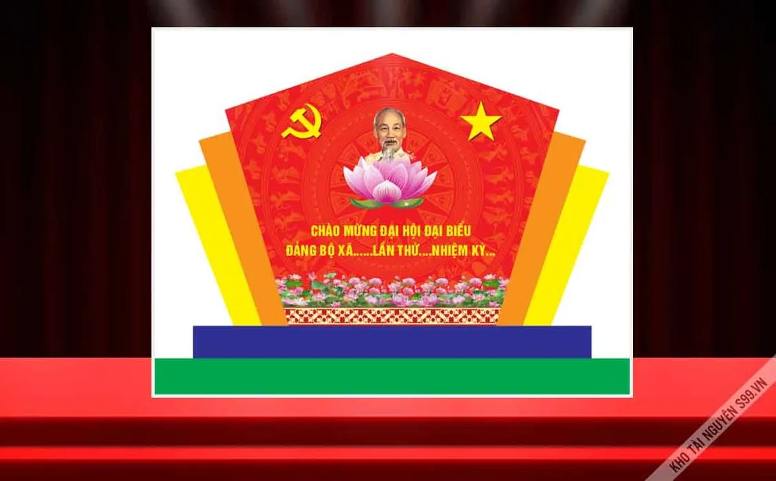 Biểu trưng trang trí đại hội Đảng bộ xã nhiệm kỳ 2025-2030 File Corel