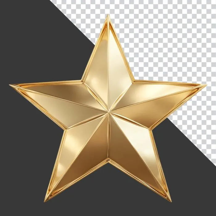 Ngôi Sao Vàng 3D Bóng Mượt PNG