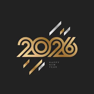 Số 2026 thiết kế hiện đại đen vàng sang trọng - File Vector
