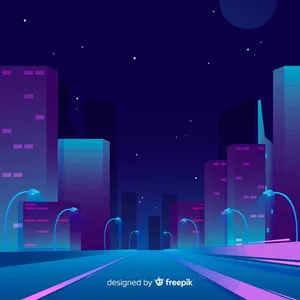 File EPS Đường phố đêm hiện đại phong cách neon tím xanh
