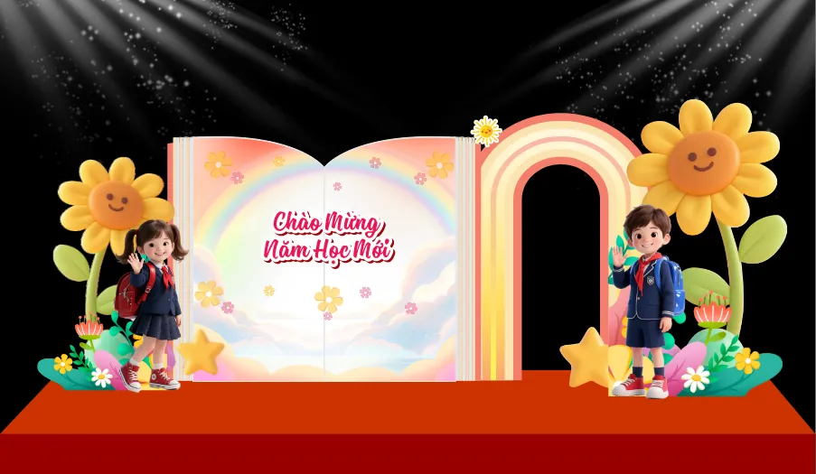 Phông chào mừng năm học mới mầm non File Corel