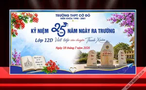 Mẫu thiết kế phông nền họp lớp kỷ niệm 25 năm ngày ra trường THPT Cờ Đỏ File Corel