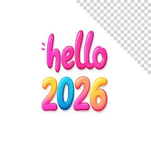 Hello 2026 sắc màu nổi bật File PNG