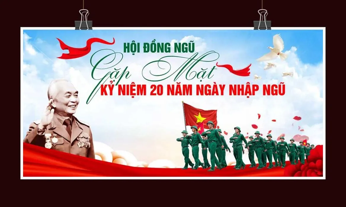 Mẫu phông nền, background hội đồng ngũ kỷ niệm 20 năm nhập ngũ file corel chất lượng cao