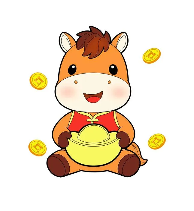 Hình Minh Họa Ngựa Vàng May Mắn PSD - Thiết Kế Tết, Hoàng Đạo