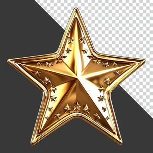 Ngôi Sao Vàng 3D Nhiều Sao Nhỏ PNG
