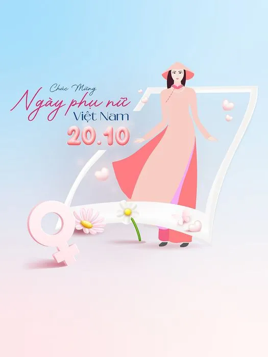 Vector Chúc Mừng Ngày Phụ Nữ Việt Nam 20/10 – Hình Ảnh Áo Dài Và Nón Lá Truyền Thống