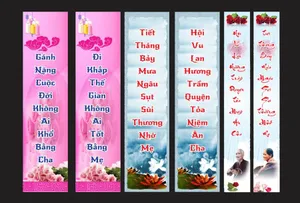 Phướn dọc nhưng câu thơ về tình mẫu tử  kính mừng đại lễ Vu Lan báo hiếu file Corel 2