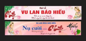 Băng rôn mừng đại lễ Vu Lan báo hiếu tone màu hồng file Corel