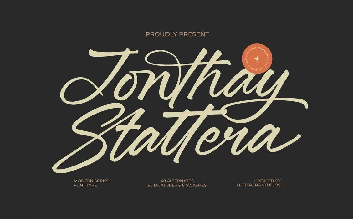 Phông chữ ký TH Jonathan Stattera Việt hóa dành cho thiết kế thiệp cưới