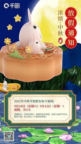 Poster thỏ ngọc ngồi trên bánh trung thu ngắm ánh trăng tròn