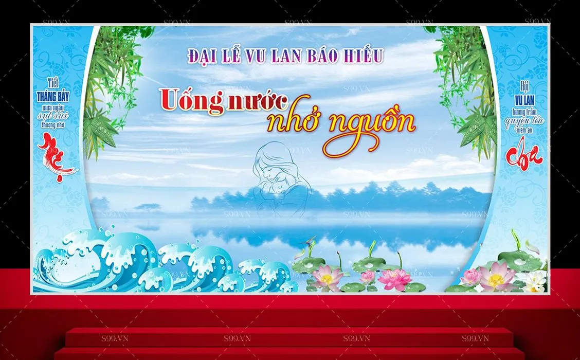 Market, background đại lễ vu lan báo hiếu uống nước nhớ nguồn tone màu xanh file corel
