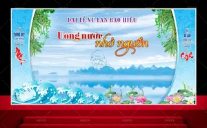 Market, background đại lễ vu lan báo hiếu uống nước nhớ nguồn tone màu xanh file corel