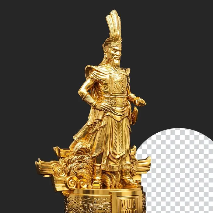 Ảnh vua hùng đứng trên bục chất liệu vàng gold 4k - PNG số 5