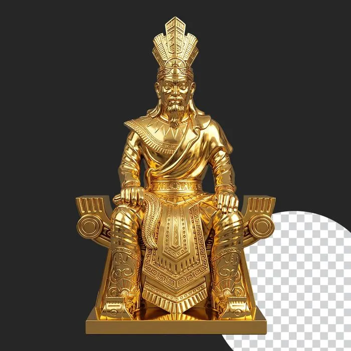 Ảnh vua hùng ngồi trên ngai vua  chất liệu vàng gold 4k - PNG số 3