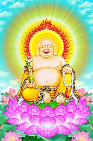 Hình ảnh tượng phật di lặc tỏa hào quang chất lượng cao mẫu PP111