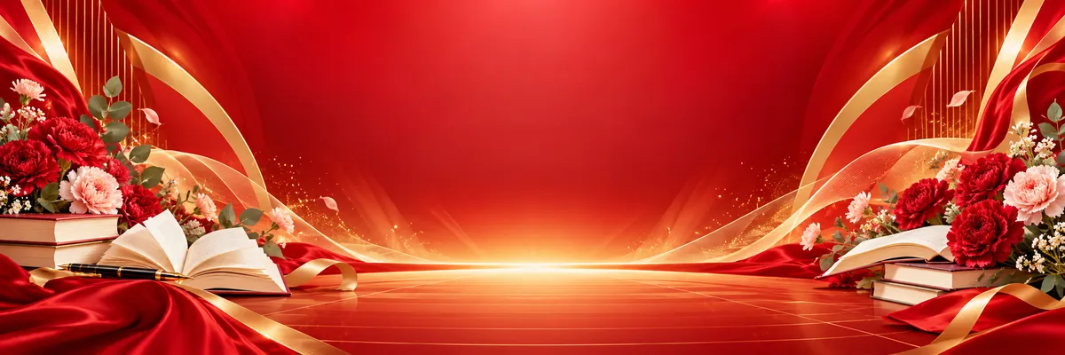File JPG - Backdrop sân khấu đỏ hoa sách tri ân thầy cô