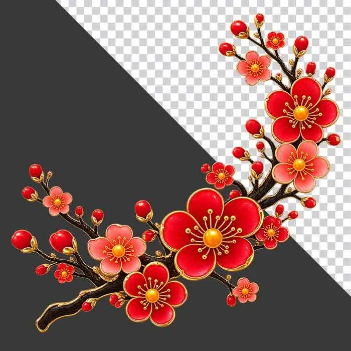 Cành hoa đào đỏ khoe sắc.PNG