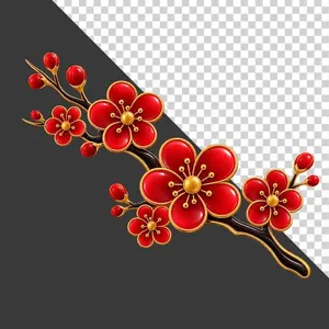 Cành hoa đào đỏ ngắn khoe sắc.PNG