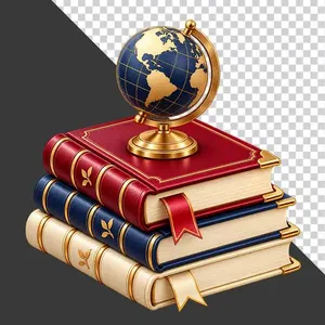 File PNG - Quả địa cầu đặt trên chồng sách tri thức tri ân 20 tháng 11