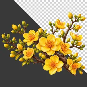 Cành hoa mai vàng nở rộ khoe sắc.PNG