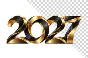 File PNG - Số 2027 3D tím đậm viền vàng hồng sắc nét sang trọng ngày Tết   