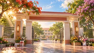 File JPG - Cổng trường nắng mai hoa phượng bằng lăng