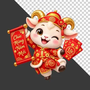 File PNG - Chú dê đỏ chúc mừng năm mới cầm lì xì