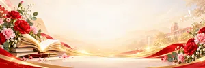 File JPG - Phông nền 20/11 sách vở hoa cẩm chướng lụa đỏ